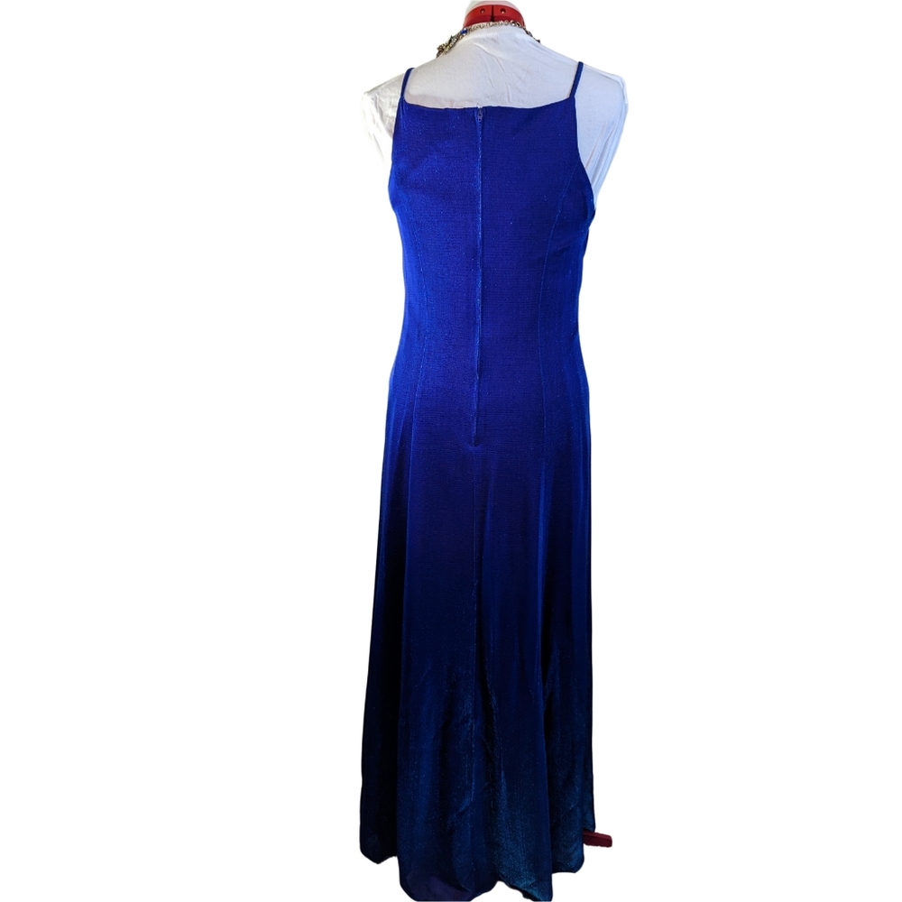 Vintage 90s Mermaid Shimmer blue sz13/14 formal prom maxi slip dress EUC - Picture 3 of 5